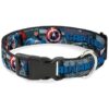 Unique Polyester Dog Collar with Avengers Logo and Cityscape Pattern for Medium Neck Size