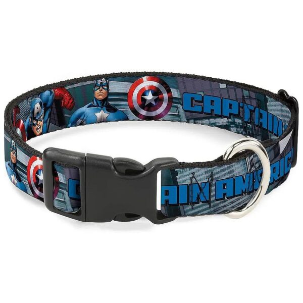 Unique Polyester Dog Collar with Avengers Logo and Cityscape Pattern for Medium Neck Size