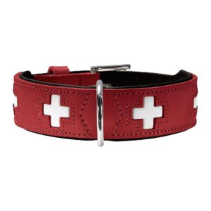 Unique Red Leather Hunter Collar for Dogs with Soft Inner Lining and Adjustable Size