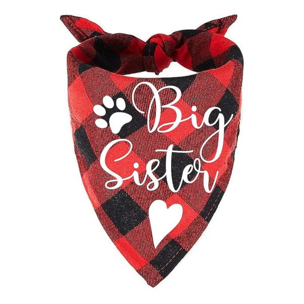 Unique Red Plaid Dog Bandana for Pregnancy Announcement and Medium to Large Breeds