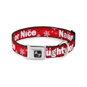 Unique Seatbelt Buckle Dog Collar for Large Dogs Red Snowflakes