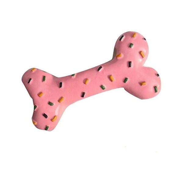 Unique Squeaky Latex Strawberry Bone Dog Chew Toy with Super Soft and Elastic Texture