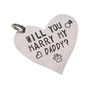 Unique Stainless Steel Dog Tag "Will You Marry My Daddy" Funny Pet Identifier