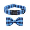 Unique Style Pet Accessories Black Blue Cotton Dog Collar with Soft Bowtie