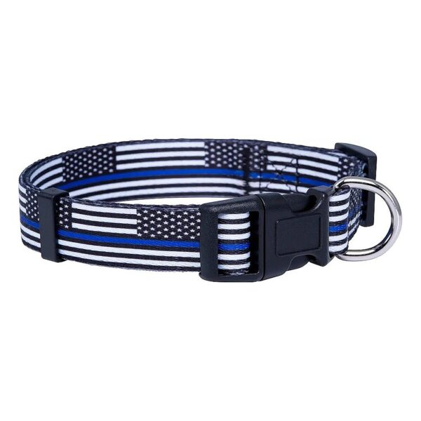 Unique Thin Blue Line Flag Pattern Dog Collar