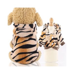 Unique Tiger Hoodie Sweater Costume for Small Breed Dogs and Cats Halloween Outfit Party