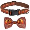 Unique Turkey Pattern Dog Collar with Buckle Closure and D-Rings for Small to Large Dogs