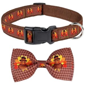 Unique Turkey Pattern Dog Collar with Buckle Closure and D-Rings for Small to Large Dogs