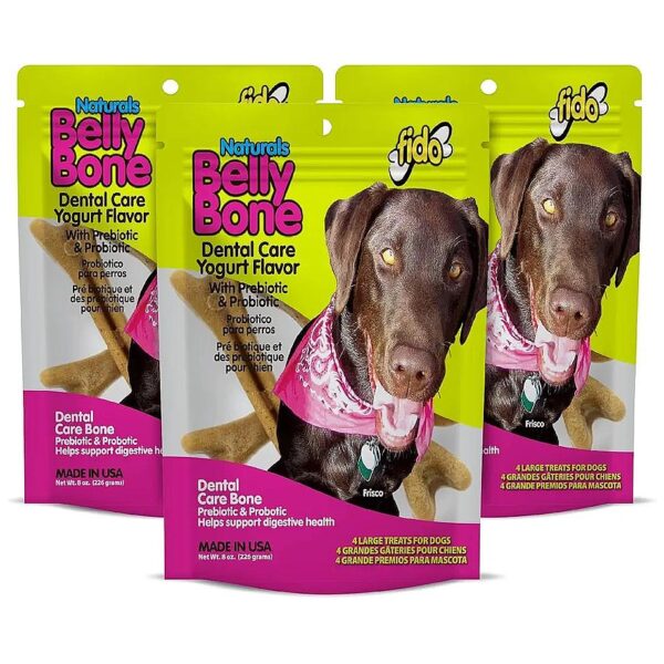 Unique V-Groove Design Dental Treats for Large Dogs with Yogurt Flavor and Prebiotic