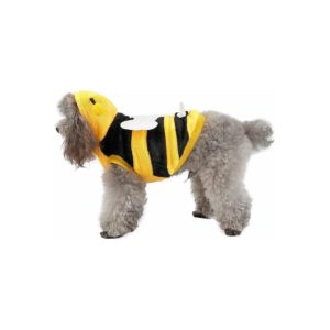 Unique Yellow Bee Costume with Polynomial Fleece and Velvet for Small Dogs and Cats