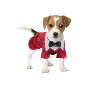 Unique and Attractive Dog Fashion Dress with Bow Tie and Shirt Lapel for Party Wear