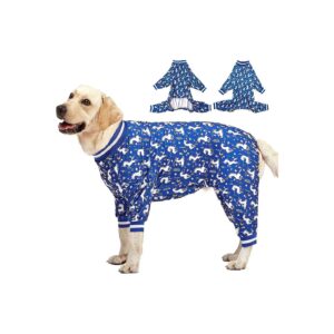 Unisex, Mermaids and Unicorns Blue and White Print, Large Dog Clothing