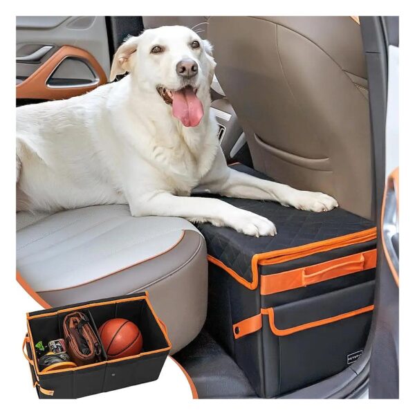 Universal Black Back Seat Extender for Large Dogs with Storage and Collapsible Design