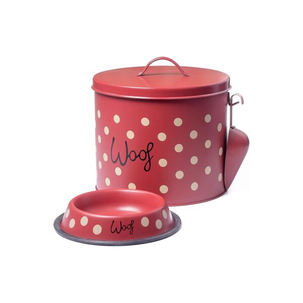 Up to 10 pounds of Dog Treats or Food Storage with Red Canister