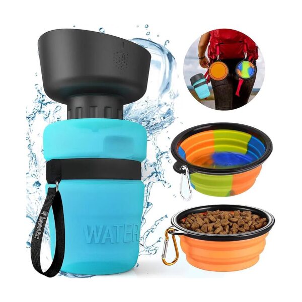 Upgraded 2-in-1 Pet Travel Water Bottle and Collapsible Bowls for Dogs