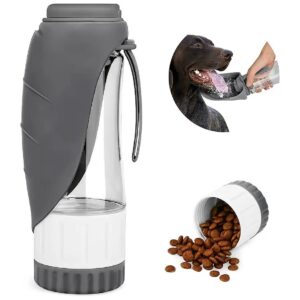 Upgraded Grey Dog Water Bottle Portable Feeder Leak Proof for Outdoor Walking Travel Pets