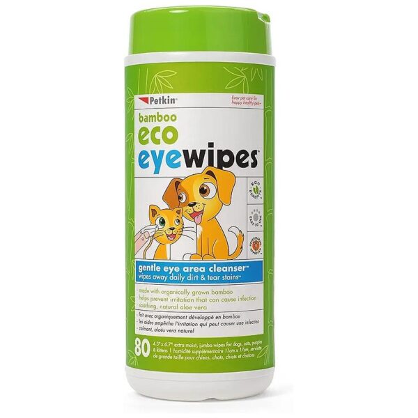 Use these Natural, Gentle Bamboo Wipes for Your Pet's Eye Care Needs, 80 Count