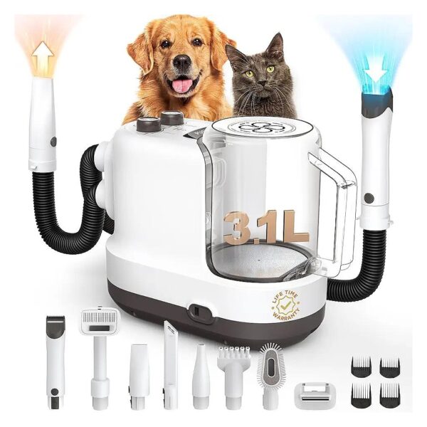 Vacuum, Dryer, and 7 Accessories for Efficient Pet Hair Removal and Management