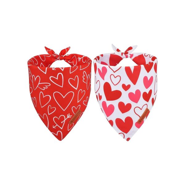 Valentine Day Dog Fashion Red Pink Heart Bandanas for Large Extra Large Dogs