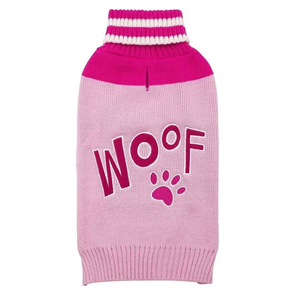 Valentine's Day Dog Sweater with WOOF Embroidery for Small Breeds Comfortable Knitwear