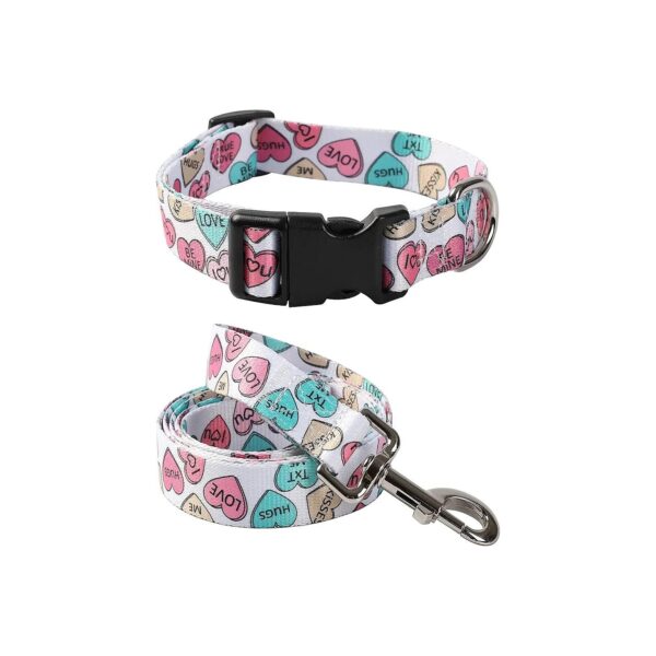 Valentine's Day Hearts Printing Nylon Dog Collar X-Large for Small Medium Large Pets