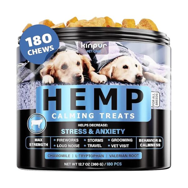 Valerian Root and Hemp Oil Dog Calming Chews - Natural Stress Relief for Dogs of All Ages