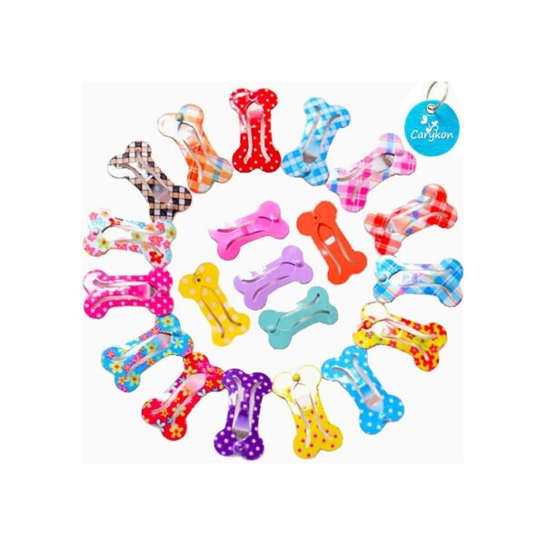 Variety Pack of 20 Mini Pet Hair Clips in Assorted Colors and Shapes