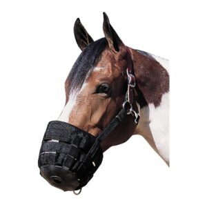 Vegetable Tanned Leather and Nylon Grazing Muzzle for Horses