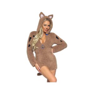 Velvet Fawn Animal Costume with Cheeky Paneled Booty for Women