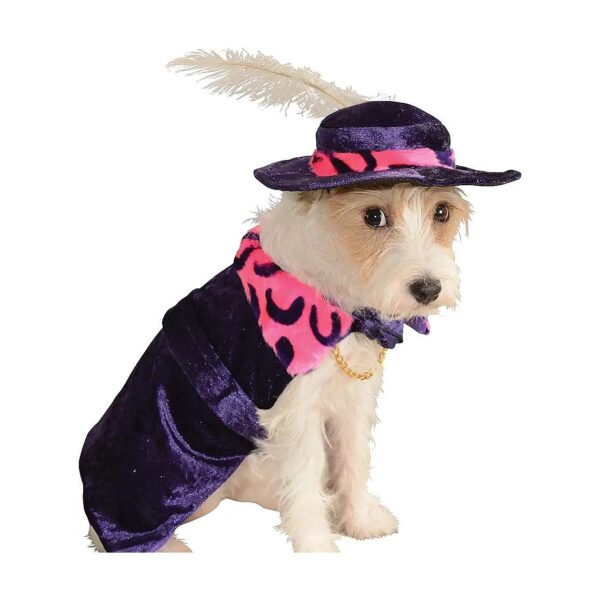 Velvety Purple Cape Dog Costume for Small Pups with Feathered Hat