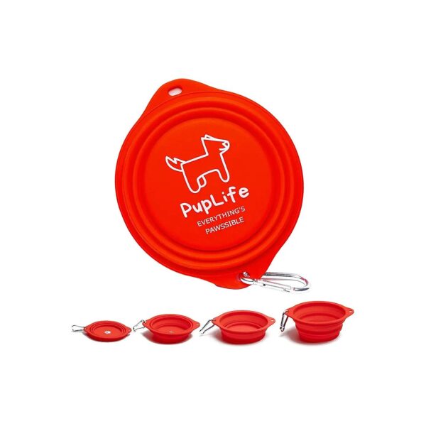 Vermilion Red Collapsible Dog Bowl 800ml for Travel and Outdoor Adventures