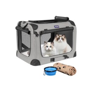 Versatile Pet Carrier for Home or Car Use with Soft Padded Interior and Foldable Design