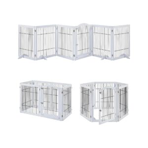 Versatile Pet Gate and Playpen with Lockable Door for Dogs, Cats, and Rabbits