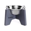 Versatile Small Dog Cat Food Water Bowls Stand with Foldable Stainless Steel Bowl