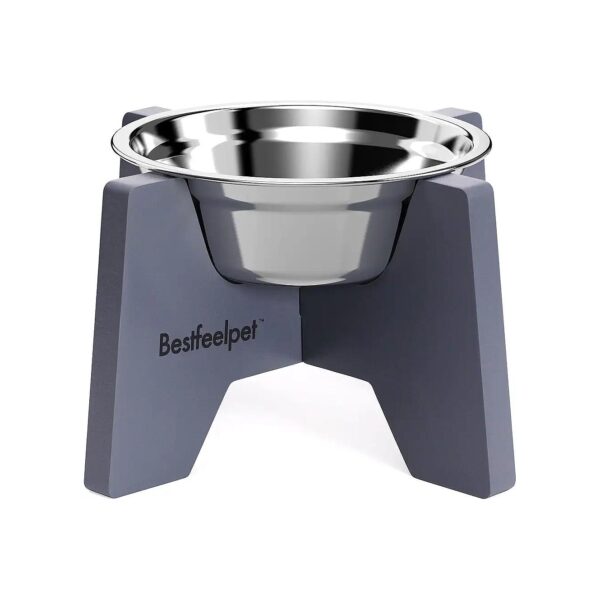 Versatile Small Dog Cat Food Water Bowls Stand with Foldable Stainless Steel Bowl