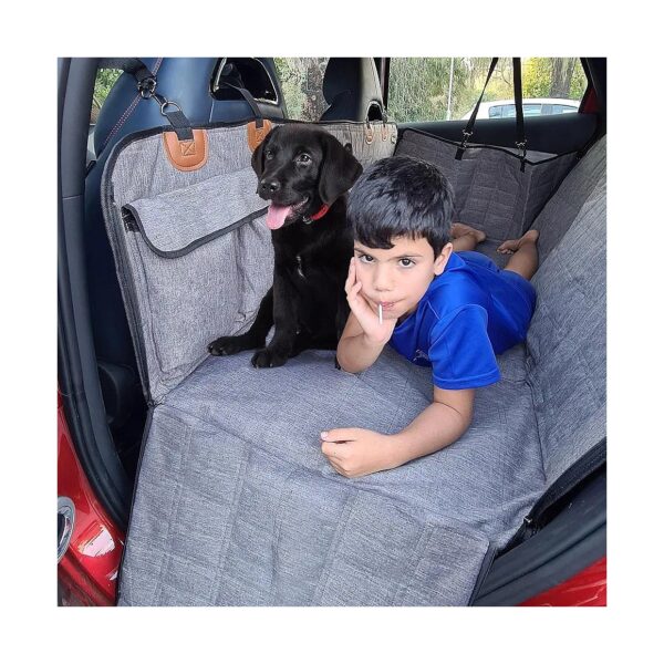 Versatile Waterproof Dog Car Seat Cover with Universal Fit Gray Hammock Bed Back Seat