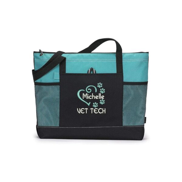 Vet Tech Favorites Embroidered Paw Print Tote Bag for Veterinary Professionals