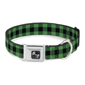 Vibrant Buffalo Plaid Dog Collar with Seatbelt Buckle and Durable Steel