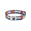 Vibrant Multicolor Seatbelt Buckle Dog Collar 1 Inch Wide Colorado Skyline Mountains