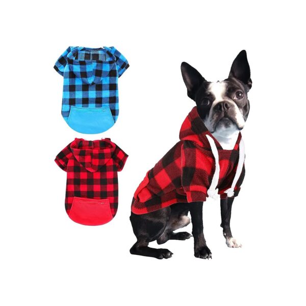 Vibrant Plaid Dog Sweaters with Hat and Pocket for Small to Large Dogs