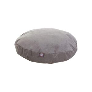 Vintage Poly Velvet Medium Round Pet Dog Bed with Waterproof Denier Base