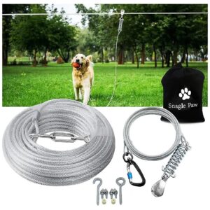 Vinyl Coated Dog Tie Out Cable for Large Dogs Up to 250lbs in Yard or Camping