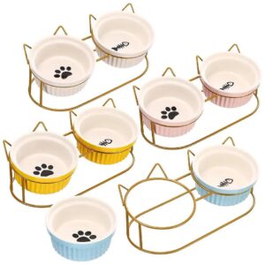 Vomit and Whisker-Friendly Ceramic Pet Food and Water Bowls for Small Pets