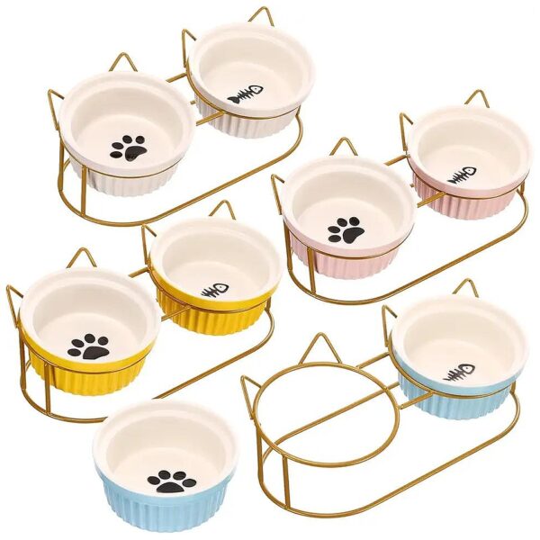 Vomit and Whisker-Friendly Ceramic Pet Food and Water Bowls for Small Pets