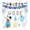 WOOF Balloons and LETS PAWTY Banner Dog Birthday Party Supplies with Hat and Bandana