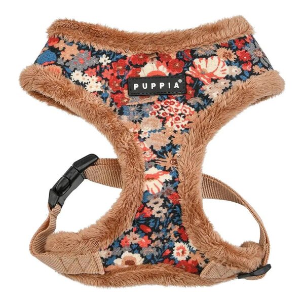 Warm Beige Flower Pattern Dog Harness with Small Size Chest Adjustable