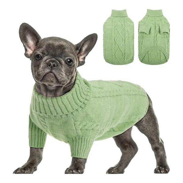 Warm Cable Knit Turtleneck Pullover Sweater for Small Dogs