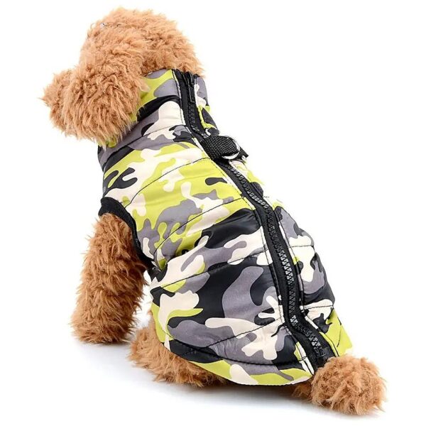 Warm Camouflage Dog Coat Jacket with Harness for Small Medium Pets up to 3 Pounds