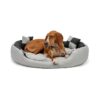 Warm Cozy Basket Waterproof Dog Bed with Faux Fur Cushions for Small Breeds