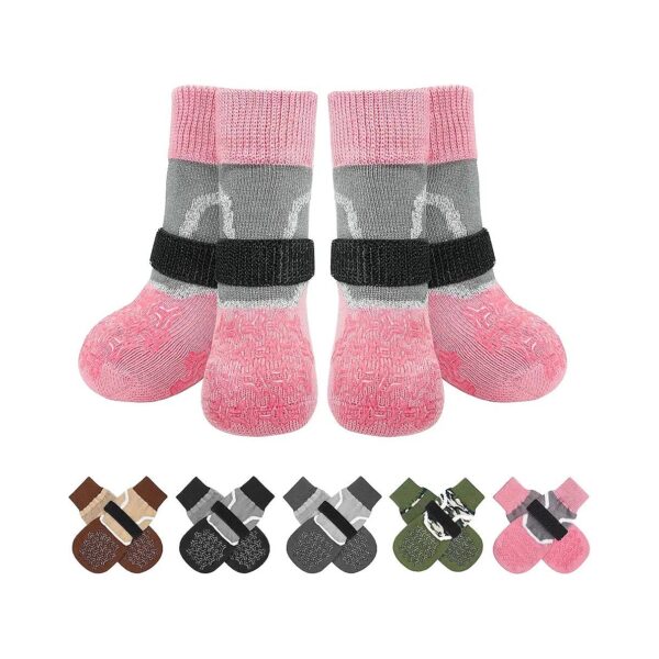 Warm Cozy Non Slip Dog Socks for Dogs with Reflective Accents and Grip